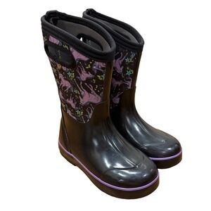 Bogs Kids Classic II Unicorn Insulated Black Lilas Winter Boots Sz 3 Youth Snow
